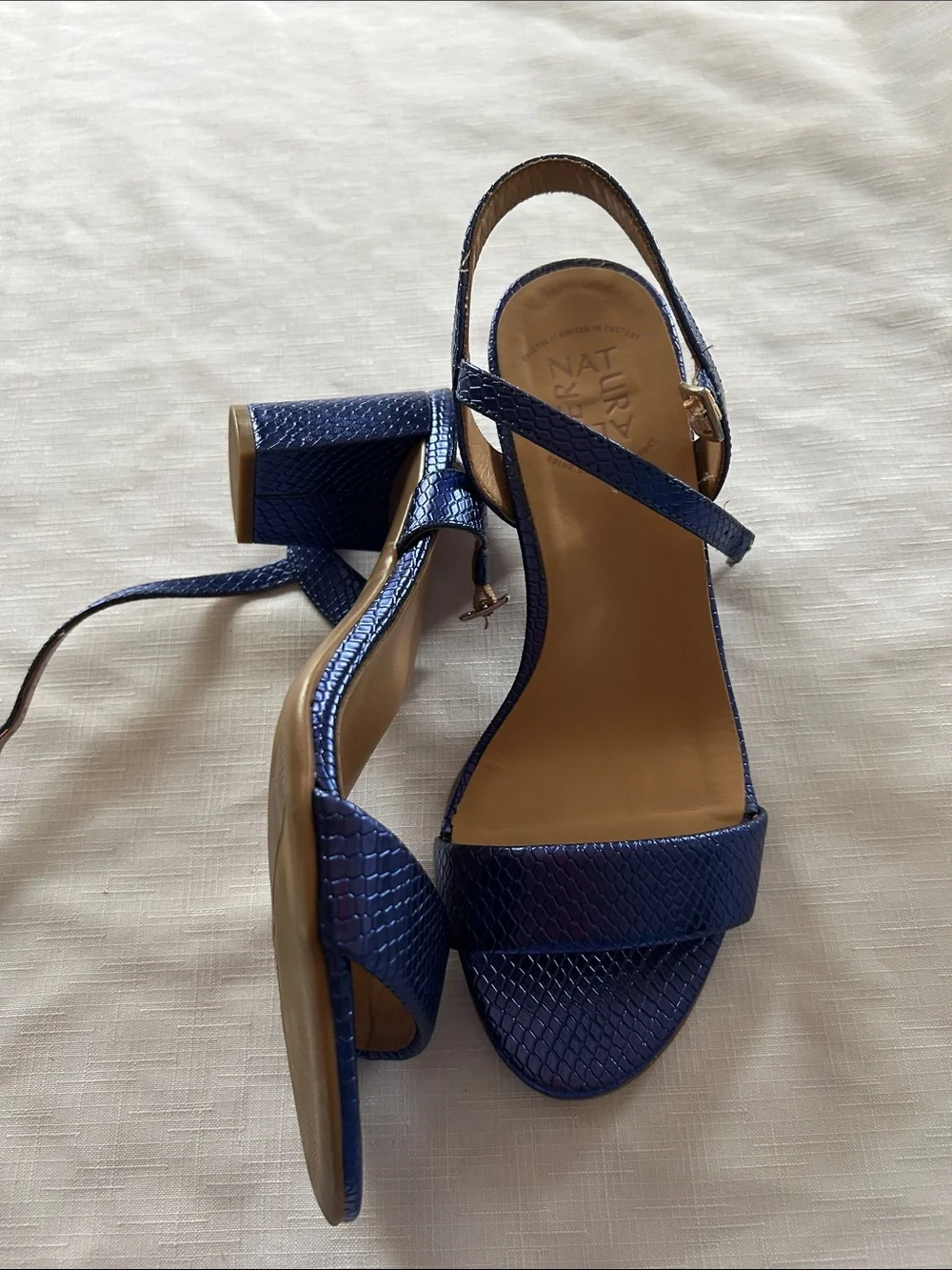 Naturalizer Navy Textured Slingback Heels